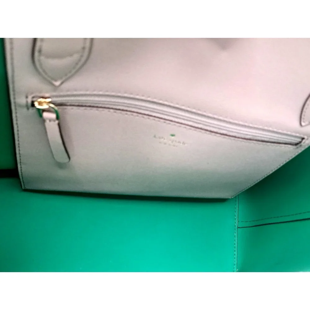 Kate Spade New York Kaci Small‎ Tote Handbag Soft Taupe Green Interior 10